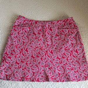 Vibrant Red and Pink Paisley Golf Skirt